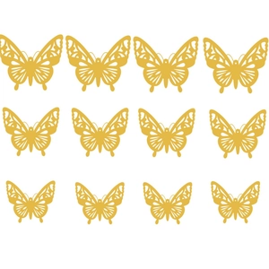 3D Hollow Out Butterfly Wall Stickers Metallic Gold Artificial Pearl Paper Laser Cut Mirror Effect Decals For Wedding Party Home Decor