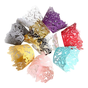 Hollow butterfly laser-cut cupcake wrappers in eight vibrant colors for wedding parties