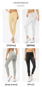Affichage de quatre couleurs montrant des pantalons de yoga taille haute en divers coloris