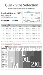 Size chart for men's loose fitness tank top showing dimensions and fabric specs