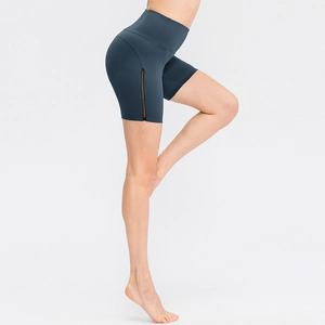 Pantaloncini da yoga a vita alta grigio blu scuro con pannelli laterali in rete