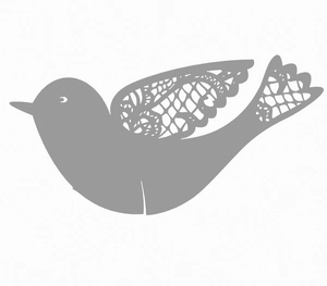 Laser-cut grey heart bird lace place card for wedding glass decoration and table setting