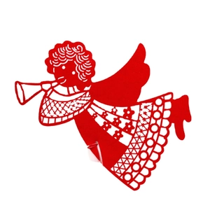 Red laser-cut hollow angel place cards for wine glass decoration and wedding table decor
