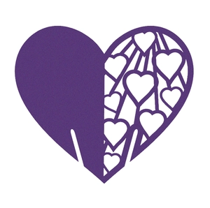 Purple laser-cut hollow heart-shaped card for wedding parties and romantic home decoration