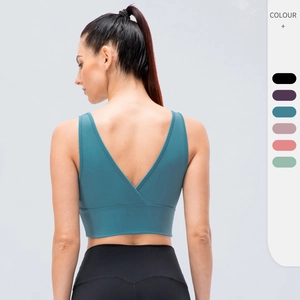 Soutien-Gorge de Sport à Haut Impact Femme Nylon Spandex Rembourré Yoga Top Nude Feel Dos Croisé Gym Course Respirant Fitness Activewear