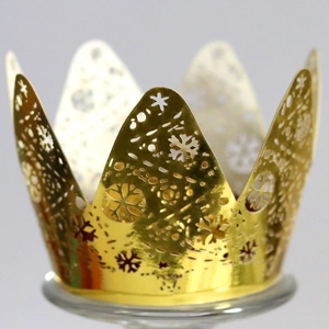 Laser Cut Cupcake Wrappers Pearlescent Paper Snowflake Crown Design Cake Decor Liners For Christmas Wedding Party Supplies