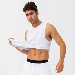 Men's breathable quick-dry white sports tank top with high elasticity for gym workout