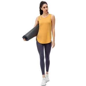 Damen Yoga-Tanktop in Ingwergelb mit modischem Ausschnitt und atmungsaktivem Material