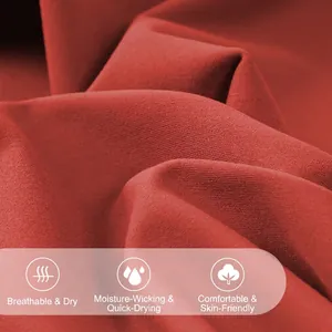 Red high-elastic tennis skirt fabric showing breathable and moisture-wicking knit texture