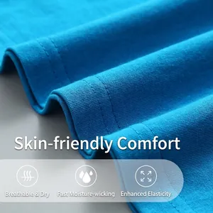 Lake blue cotton T-shirt featuring breathable knitted fabric and durable flat-stitch detail