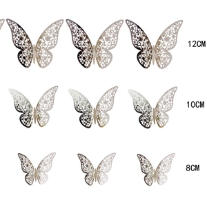 3D Hollow Paper Butterfly Wall Sticker Reflective Metallic Finish DIY Home Decor For Wedding Birthday Party Festive Wall Art