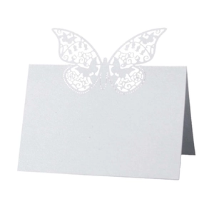 Laser Cut Butterfly Place Cards Artificial Pearl Paper Name Cards For Wedding Banquet Table Decoration Elegant Hollowed Seat Cards