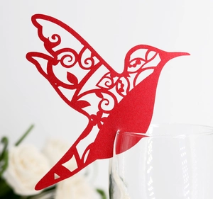 Laser Cut Hummingbird Paper Cup Place Cards Hollow Out Wine Glass Decoration For Wedding Party Birthday Event Table Decor