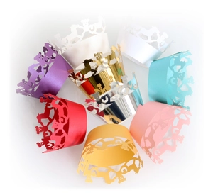 Multi-color laser cut bear cupcake wrappers for children party and baby shower decoration