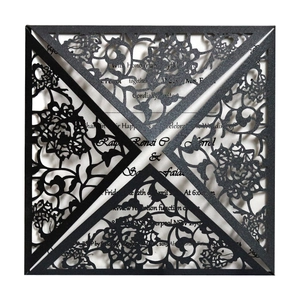 Elegant Laser Cut Rose Floral Wedding Invitations Pearlescent Paper Hollow Greeting Cards With Envelopes For Engagement Ceremony Party Supplies