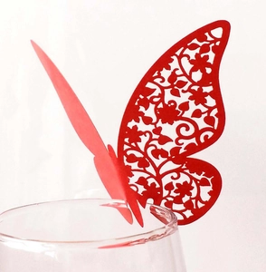Laser Cut Butterfly Cup Card Pearl Paper Hollow Wine Glass Place Cards For Wedding Birthday Party Valentine Decor
