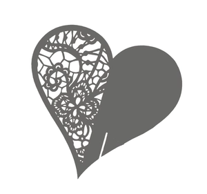 Lace hollow heart shaped wine glass card with laser cut floral pattern decoration
