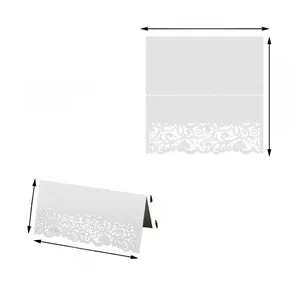 Laser cut white paper place card featuring delicate lace hollow texture details