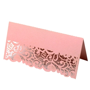 Laser Cut Lace Flower Place Cards Pearlescent Paper Table Name Cards For Wedding Banquet Party Decoration Folding Elegant