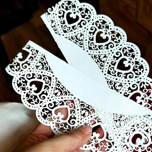 Laser Cut Artificial Pearl Paper Wedding Invitation Cards Hollow Flower Heart Favor Gift Boxes Party Decoration