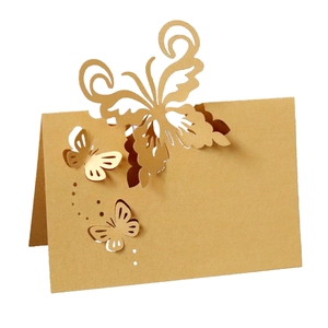 Laser cut butterfly place card made of kraft paper for wedding table seating decor