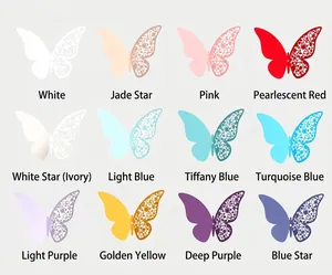 Luxury Artificial Pearl Paper Laser Cut Butterfly Place Cards Hollow Out 3D Design Wine Glass Decor For Wedding Party Banquet Event Home Decoration