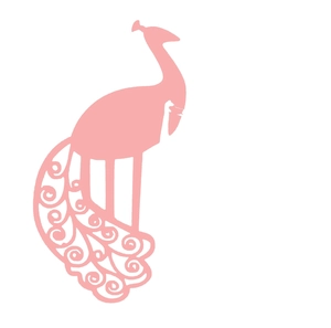 Pink peacock laser cut place card with intricate hollow detail for wedding table decor