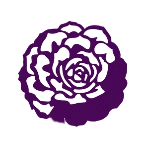 Deep purple laser cut rose place card with intricate floral hollow design for weddings