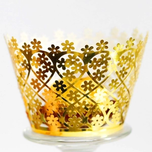 Laser Cut Hollow Flower Heart Cupcake Wrappers Pearlescent Paper Cake Decoration For Wedding Birthday Party Event Celebration Supplies