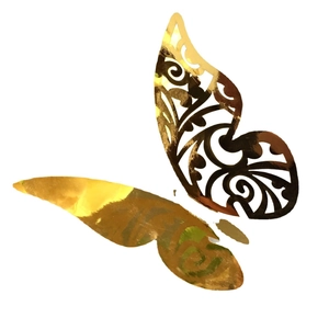 Sticker mural papillon 3D doré avec motif floral ajouré et miroir pour décoration de mariage