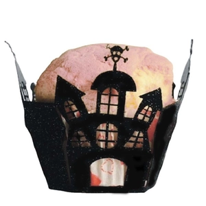 Caissettes à cupcakes Halloween découpées au laser avec château et tête de mort