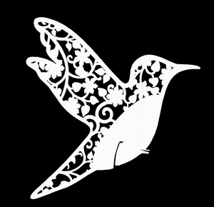 Marque-places colibri blanc découpés au laser avec motifs floraux pour décoration de mariage