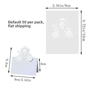 Detailed size guide for laser cut pumpkin carriage wedding place cards 50 pieces