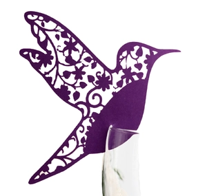 Marque-places Colibri Découpés au Laser en Papier Perlé Cartes de Nom Creuses pour Verre à Vin Décoration de Table Mariage Fête Banquet