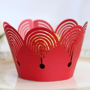 Laser Cut Hollow Cupcake Wrapper Crown Artificial Pearl Paper Muffin Cake Liner For Wedding Birthday Party Celebration Decoration