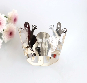 Silver mirror ghost and tombstone hollow crown for Halloween cake decoration