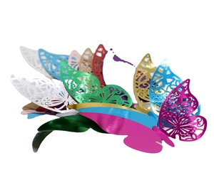 3D laser-cut hollow butterfly wall stickers with metallic finish for home wedding decor