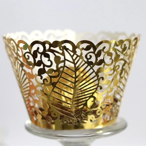 Laser Cut Floral Vine Cupcake Wrappers Pearlescent Paper Muffin Liners For Wedding Birthday Party Cake Decoration
