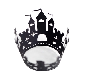 Black laser-cut Halloween castle cupcake wrappers with star and heart hollow patterns