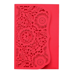 Detailed laser-cut Chinese Fu character invitation with intricate floral patterns