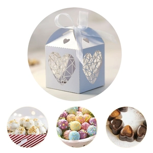 Boîte à Bonbons Cœur Élégante Découpe Laser Avec Ruban Papier Perlé Boîtes Cadeaux Creuses pour Mariage Fête Saint-Valentin