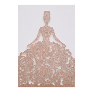 Elegant rose gold glitter laser-cut girl silhouette invitation for weddings and galas