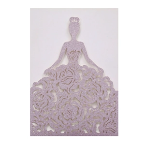 Detailed laser-cut glitter paper princess silhouette for wedding invitations