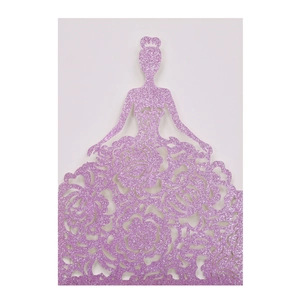 Glitter Laser Cut Invitation Cover Rose Flower Princess Silhouette Greeting Card Wedding Engagement Valentine Party Elegant Paper Cardstock