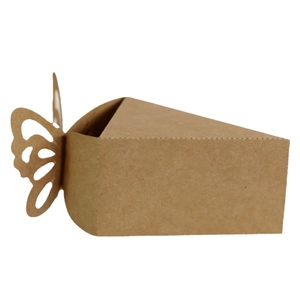 Triangle kraft paper gift box with laser-cut butterfly for wedding candy packaging