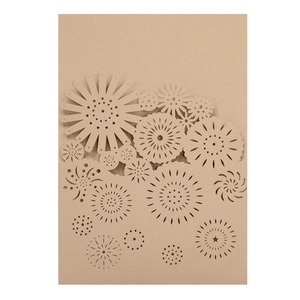 Detailed laser-cut champagne pearlescent card with elegant hollow floral daisy patterns