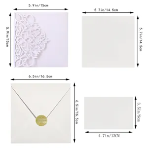 Größentabelle für lasergeschnittene Hochzeitseinladungen mit Hülle, Inlay und Umschlag