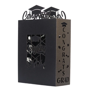 Album photo graduation noir pailleté avec chapeau 3D et découpes Congrats Grad