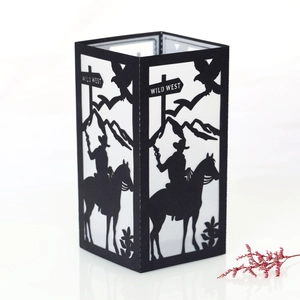 Detaillierter lasergeschnittener Wild West Papierlaternen-Schirm mit Cowboy-Motiv