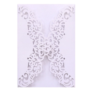 Elegant white laser-cut floral wedding invitation card cover with pearlescent finish